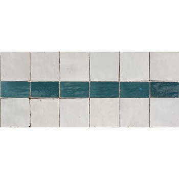 Mosaic House Moroccan tile MDV Kteeb Border 1-24 White,   Sea Green,    solid zellige, mosaic, zellij, border, glaze 